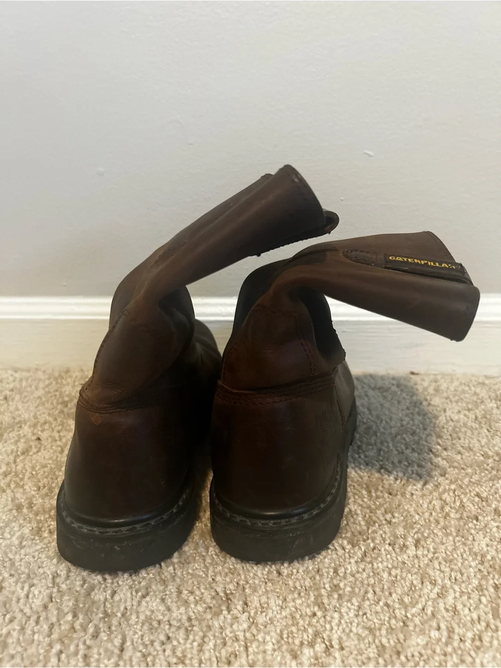 Caterpillar Brown Leather Pull-On Work Boots